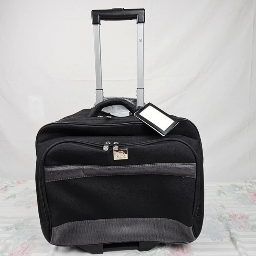 Protege Black Rolling Travel Laptop Briefcase Wheeled Luggage Carry On Bag